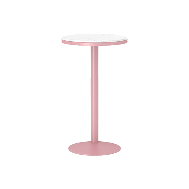 Stone Bar Dining Table Modern Bar Table with Iron Base for Dining Room 23.6"L x 23.6"W x 29.5"H Round Without Chairs Clearhalo 'Bar Furniture' 'Bar Tables' 'bar_tables' 'furn' 'furn_bar_tables' 'Furniture' 'furniture_bar_tables' 'Kitchen & Dining Furniture' 4926132