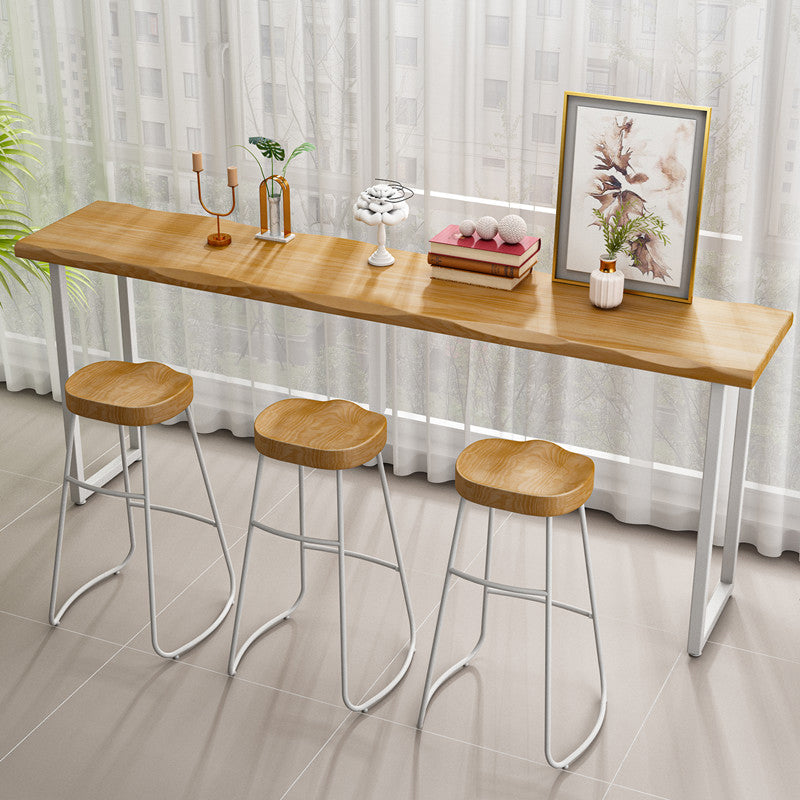Pine Wood Bar Dining Table Modern Bar Table with Sled Base for Dining Room 86.6"L x 15.7"W x 41.3"H Without Chairs Clearhalo 'Bar Furniture' 'Bar Tables' 'bar_tables' 'furn' 'furn_bar_tables' 'Furniture' 'furniture_bar_tables' 'Kitchen & Dining Furniture' 4926148