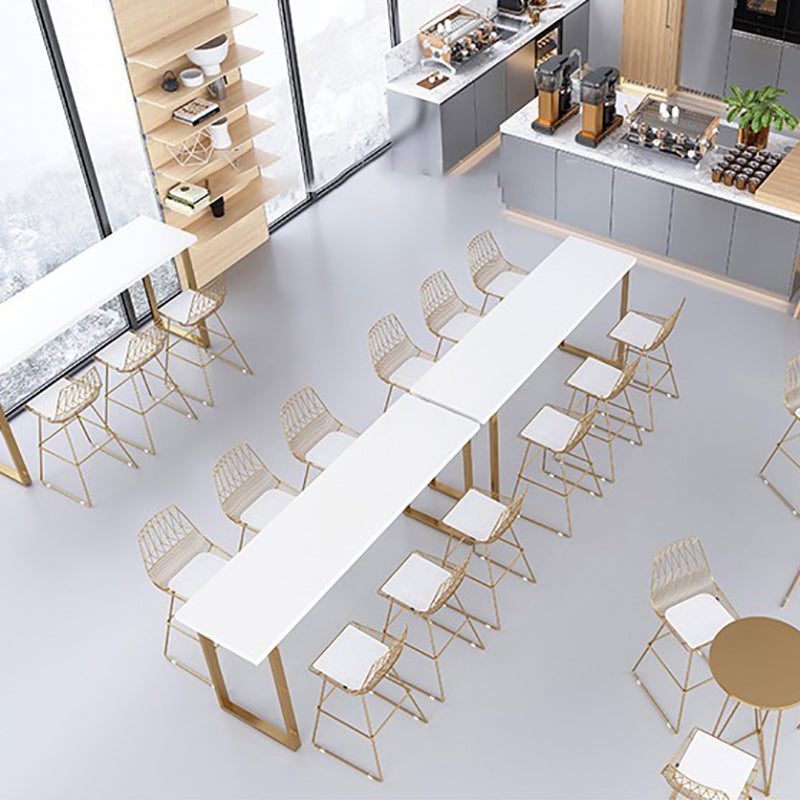Pine Wood Bar Dining Table Glam Rectangle Bar Table with Double Pedestal for Dining Room Clearhalo 'Bar Furniture' 'Bar Tables' 'bar_tables' 'furn' 'furn_bar_tables' 'Furniture' 'furniture_bar_tables' 'Kitchen & Dining Furniture' 4926172