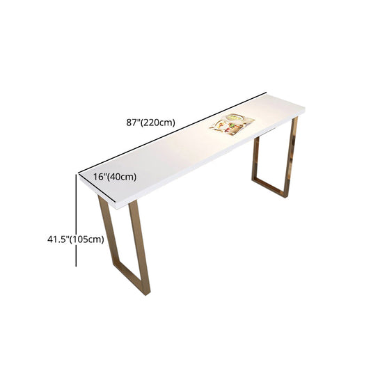 Pine Wood Bar Dining Table Glam Rectangle Bar Table with Double Pedestal for Dining Room Clearhalo 'Bar Furniture' 'Bar Tables' 'bar_tables' 'furn' 'furn_bar_tables' 'Furniture' 'furniture_bar_tables' 'Kitchen & Dining Furniture' 4926185