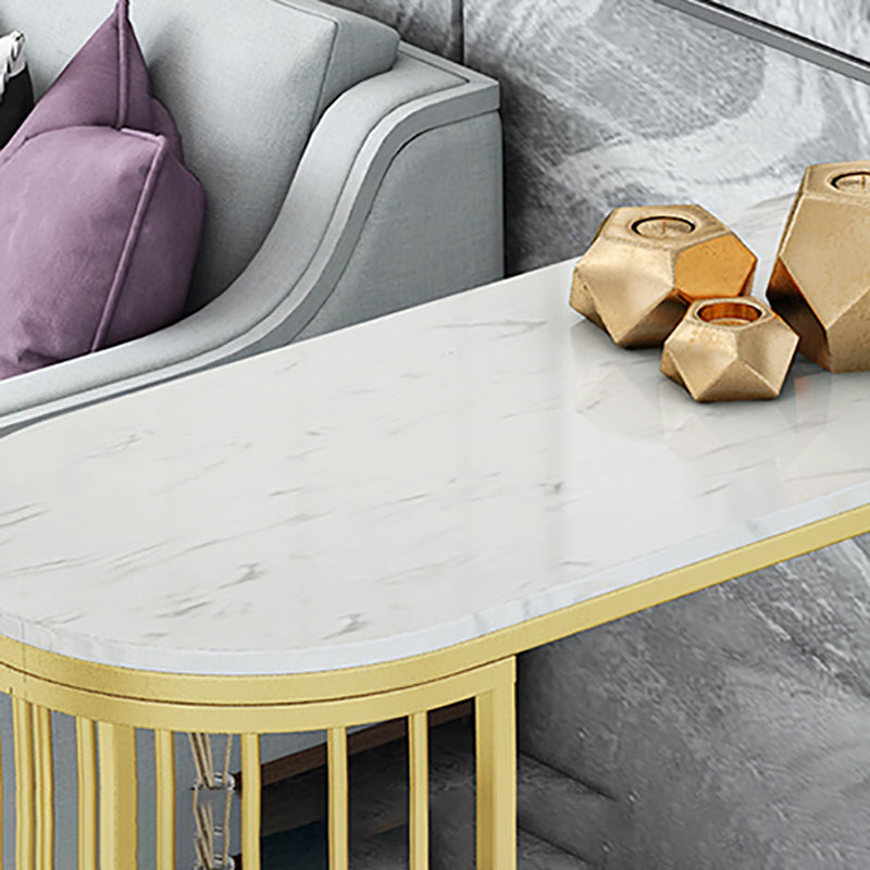 Stone Bar Dining Table Glam Bar Table with Double Pedestal for Kitchen Dining Room Clearhalo 'Bar Furniture' 'Bar Tables' 'bar_tables' 'furn' 'furn_bar_tables' 'Furniture' 'furniture_bar_tables' 'Kitchen & Dining Furniture' 4926195