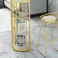 Stone Bar Dining Table Glam Bar Table with Double Pedestal for Kitchen Dining Room Clearhalo 'Bar Furniture' 'Bar Tables' 'bar_tables' 'furn' 'furn_bar_tables' 'Furniture' 'furniture_bar_tables' 'Kitchen & Dining Furniture' 4926197