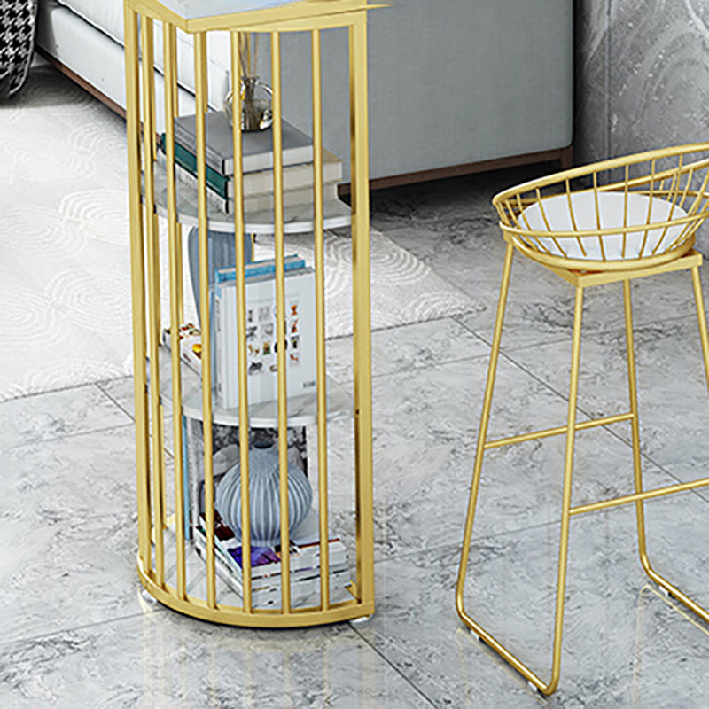 Stone Bar Dining Table Glam Bar Table with Double Pedestal for Kitchen Dining Room Clearhalo 'Bar Furniture' 'Bar Tables' 'bar_tables' 'furn' 'furn_bar_tables' 'Furniture' 'furniture_bar_tables' 'Kitchen & Dining Furniture' 4926197
