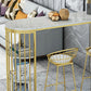 Stone Bar Dining Table Glam Bar Table with Double Pedestal for Kitchen Dining Room Clearhalo 'Bar Furniture' 'Bar Tables' 'bar_tables' 'furn' 'furn_bar_tables' 'Furniture' 'furniture_bar_tables' 'Kitchen & Dining Furniture' 4926198