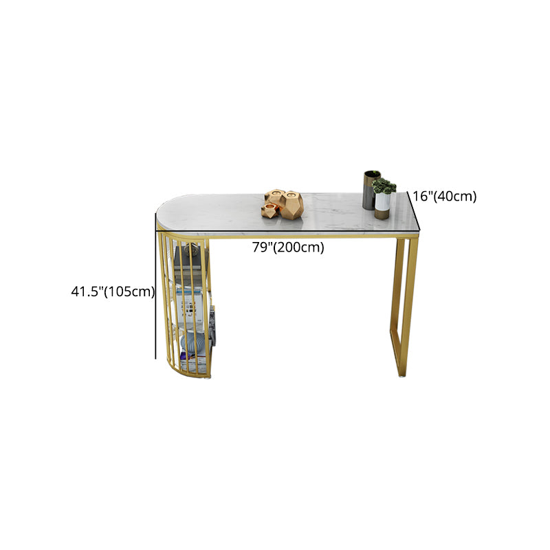 Stone Bar Dining Table Glam Bar Table with Double Pedestal for Kitchen Dining Room Clearhalo 'Bar Furniture' 'Bar Tables' 'bar_tables' 'furn' 'furn_bar_tables' 'Furniture' 'furniture_bar_tables' 'Kitchen & Dining Furniture' 4926210