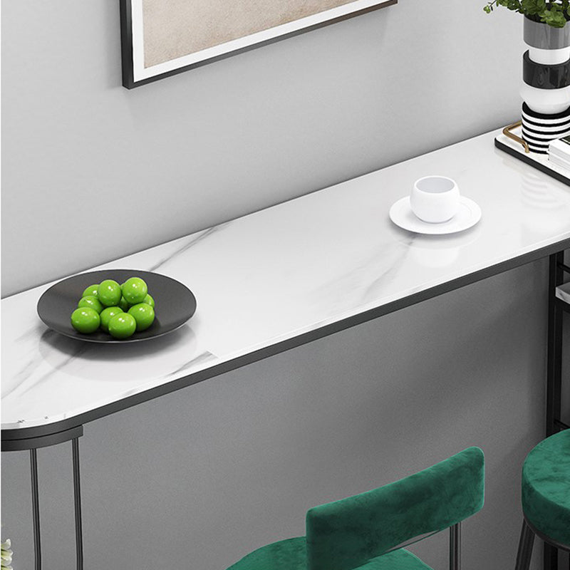Stone Bar Dining Table Glam Bar Table with Double Pedestal for Dining Room Kitchen Clearhalo 'Bar Furniture' 'Bar Tables' 'bar_tables' 'furn' 'furn_bar_tables' 'Furniture' 'furniture_bar_tables' 'Kitchen & Dining Furniture' 4926219