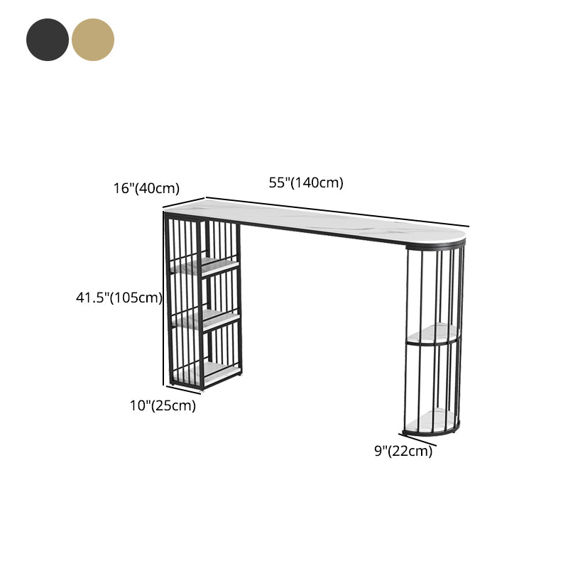 Stone Bar Dining Table Glam Bar Table with Double Pedestal for Dining Room Kitchen Clearhalo 'Bar Furniture' 'Bar Tables' 'bar_tables' 'furn' 'furn_bar_tables' 'Furniture' 'furniture_bar_tables' 'Kitchen & Dining Furniture' 4926222