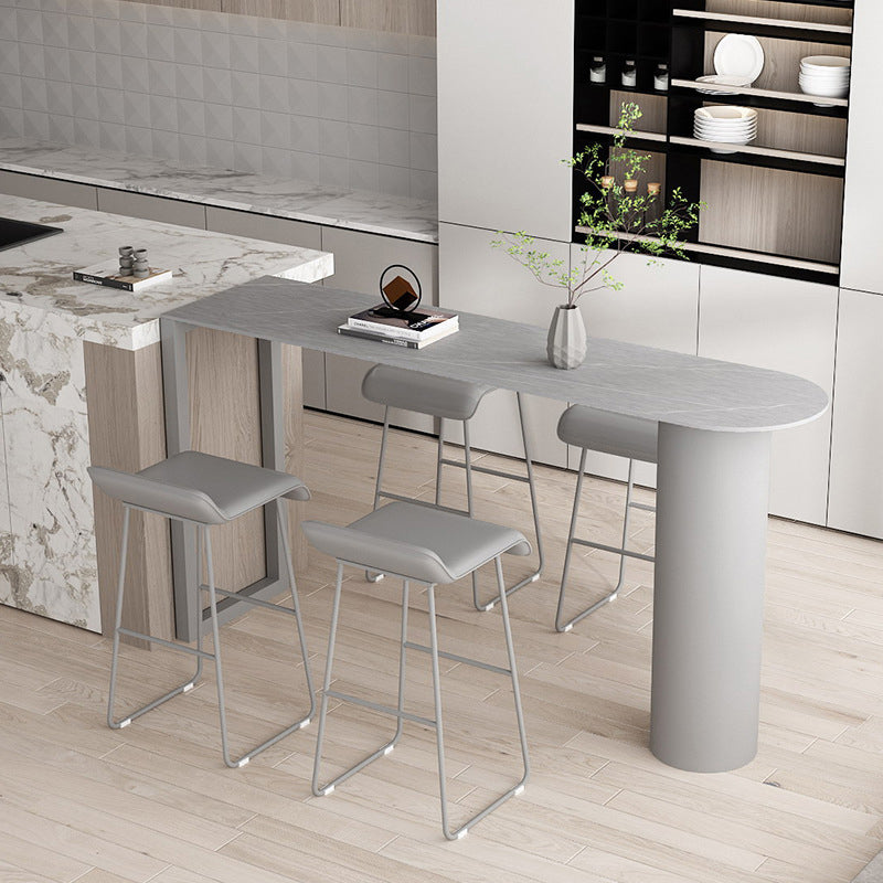 Stone Bar Dining Table Modern Bar Table with Double Pedestal for Dining Room Kitchen Clearhalo 'Bar Furniture' 'Bar Tables' 'bar_tables' 'furn' 'furn_bar_tables' 'Furniture' 'furniture_bar_tables' 'Kitchen & Dining Furniture' 4926229