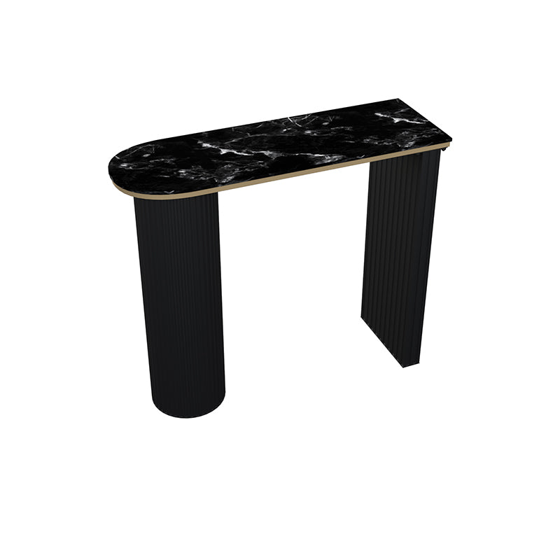 Stone Bar Dining Table Modern Oval Bar Table with Double Pedestal for Kitchen Dining Room Black Without Chairs Clearhalo 'Bar Furniture' 'Bar Tables' 'bar_tables' 'furn' 'furn_bar_tables' 'Furniture' 'furniture_bar_tables' 'Kitchen & Dining Furniture' 4926245