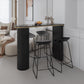 Stone Bar Dining Table Modern Oval Bar Table with Double Pedestal for Kitchen Dining Room 70.9"L x 15.7"W x 41.3"H Black Without Chairs Clearhalo 'Bar Furniture' 'Bar Tables' 'bar_tables' 'furn' 'furn_bar_tables' 'Furniture' 'furniture_bar_tables' 'Kitchen & Dining Furniture' 4926246