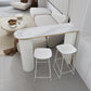 Stone Bar Dining Table Modern Oval Bar Table with Double Pedestal for Kitchen Dining Room 63"L x 15.7"W x 41.3"H White Without Chairs Clearhalo 'Bar Furniture' 'Bar Tables' 'bar_tables' 'furn' 'furn_bar_tables' 'Furniture' 'furniture_bar_tables' 'Kitchen & Dining Furniture' 4926247