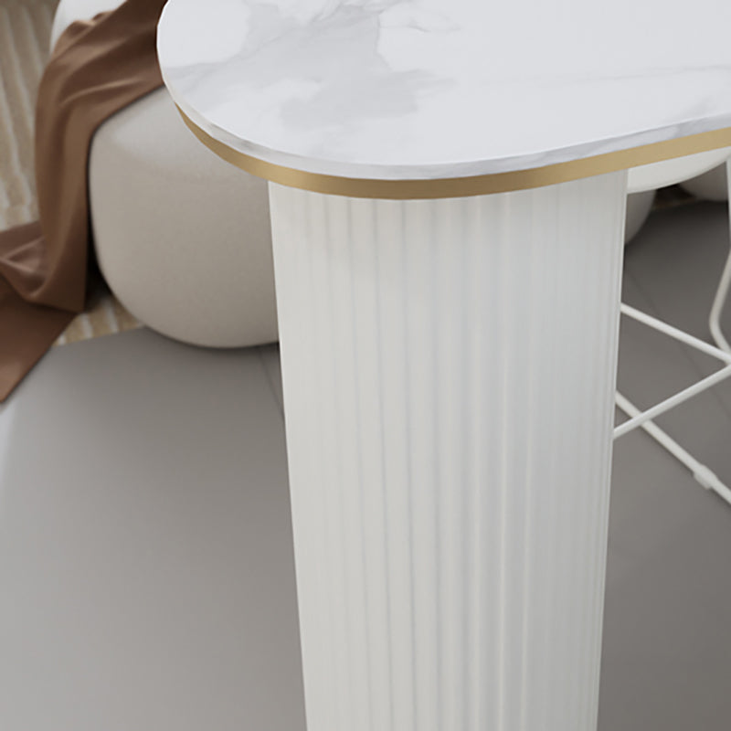 Stone Bar Dining Table Modern Oval Bar Table with Double Pedestal for Kitchen Dining Room Clearhalo 'Bar Furniture' 'Bar Tables' 'bar_tables' 'furn' 'furn_bar_tables' 'Furniture' 'furniture_bar_tables' 'Kitchen & Dining Furniture' 4926251