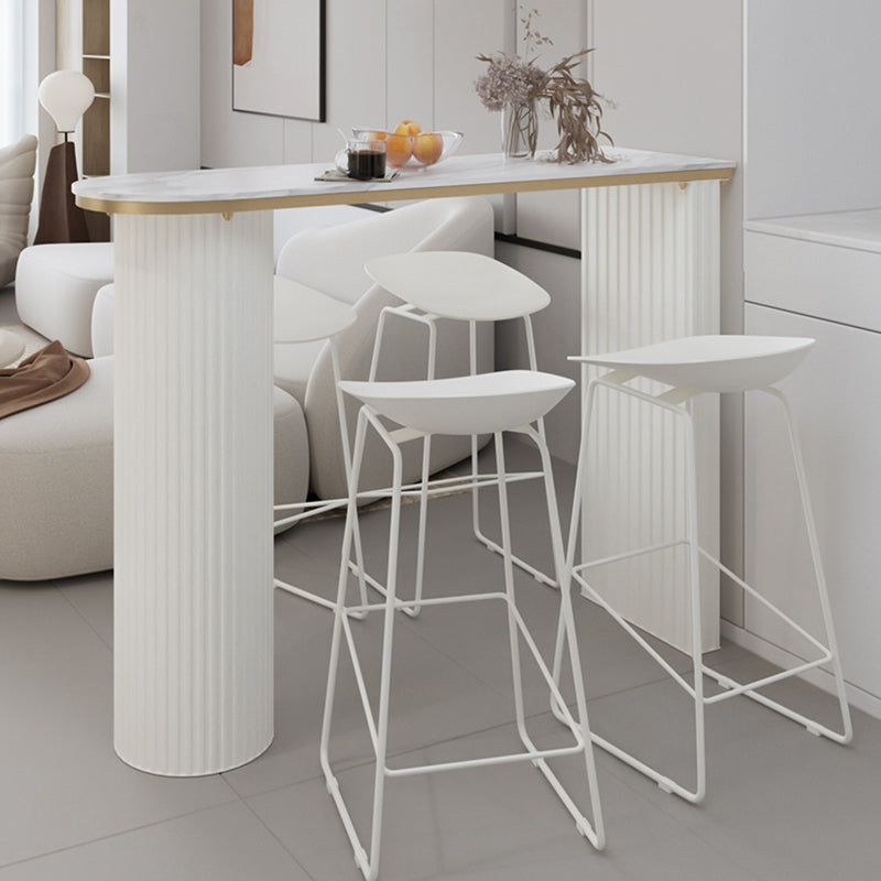 Stone Bar Dining Table Modern Oval Bar Table with Double Pedestal for Kitchen Dining Room Clearhalo 'Bar Furniture' 'Bar Tables' 'bar_tables' 'furn' 'furn_bar_tables' 'Furniture' 'furniture_bar_tables' 'Kitchen & Dining Furniture' 4926253
