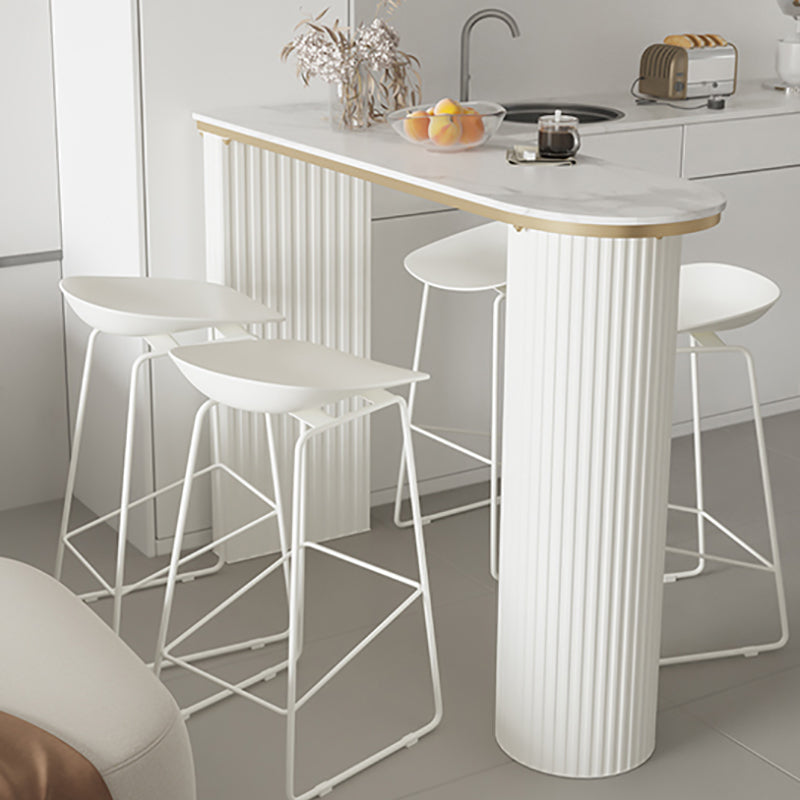 Stone Bar Dining Table Modern Oval Bar Table with Double Pedestal for Kitchen Dining Room Clearhalo 'Bar Furniture' 'Bar Tables' 'bar_tables' 'furn' 'furn_bar_tables' 'Furniture' 'furniture_bar_tables' 'Kitchen & Dining Furniture' 4926254