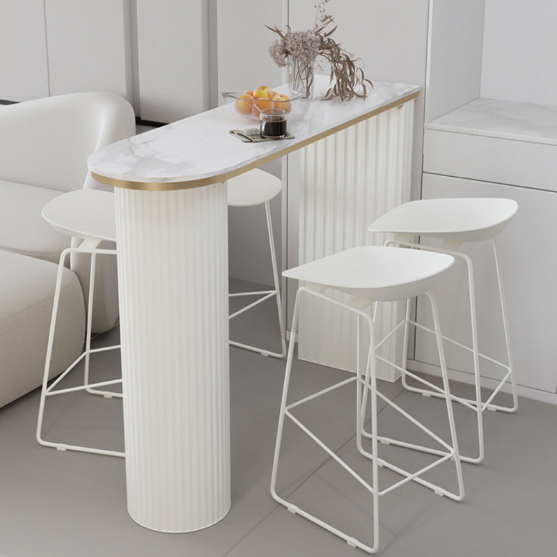 Stone Bar Dining Table Modern Oval Bar Table with Double Pedestal for Kitchen Dining Room Clearhalo 'Bar Furniture' 'Bar Tables' 'bar_tables' 'furn' 'furn_bar_tables' 'Furniture' 'furniture_bar_tables' 'Kitchen & Dining Furniture' 4926255