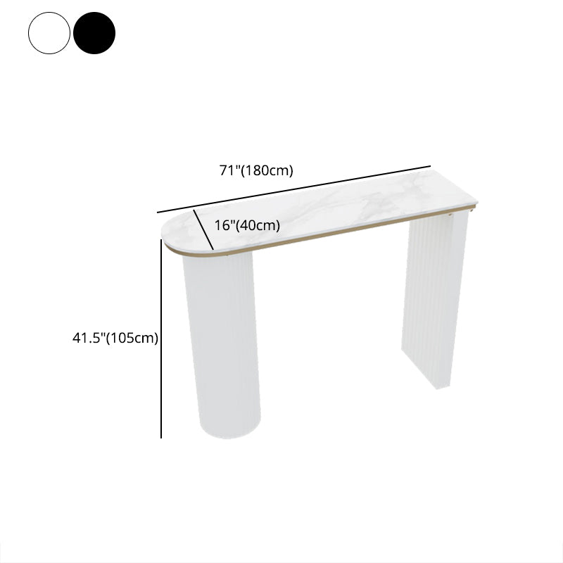 Stone Bar Dining Table Modern Oval Bar Table with Double Pedestal for Kitchen Dining Room Clearhalo 'Bar Furniture' 'Bar Tables' 'bar_tables' 'furn' 'furn_bar_tables' 'Furniture' 'furniture_bar_tables' 'Kitchen & Dining Furniture' 4926260