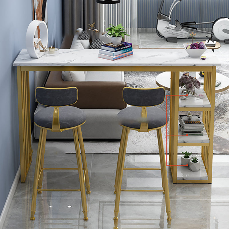 Rectangle Bar Dining Table Modern Bar Counter Table with Sled Base 63"L x 15.7"W x 41.3"H White Without Chairs Clearhalo 'Bar Furniture' 'Bar Tables' 'bar_tables' 'furn' 'furn_bar_tables' 'Furniture' 'furniture_bar_tables' 'Kitchen & Dining Furniture' 4926264