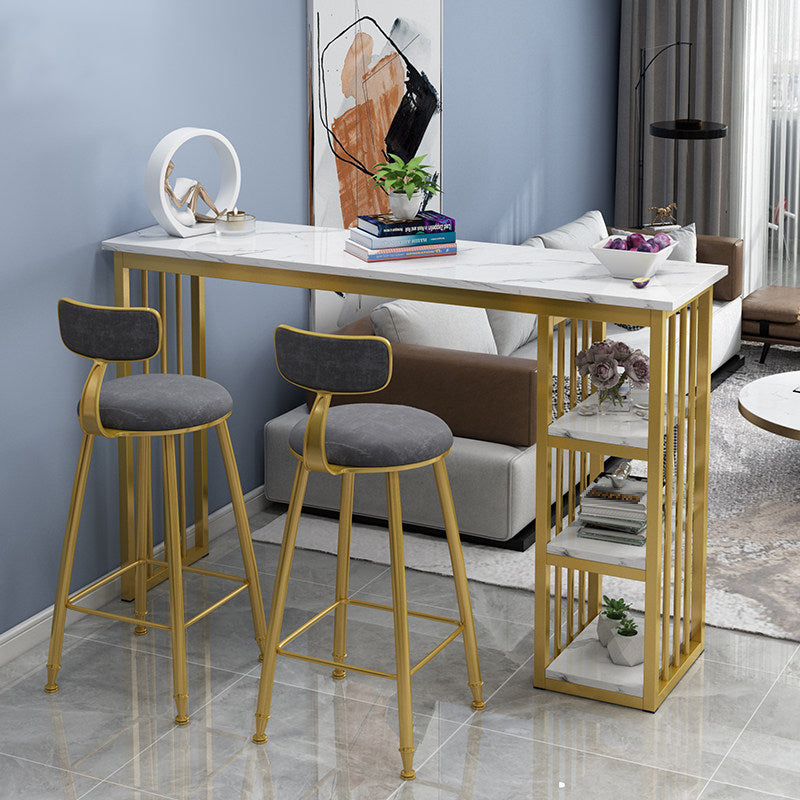 Rectangle Bar Table Contemporary Bar Dining Table with Sled Base in Gold 47.2"L x 15.7"W x 41.3"H White Clearhalo 'Bar Furniture' 'Bar Tables' 'bar_tables' 'Furniture' 'furniture_bar_tables' 'Kitchen & Dining Furniture' 4926282
