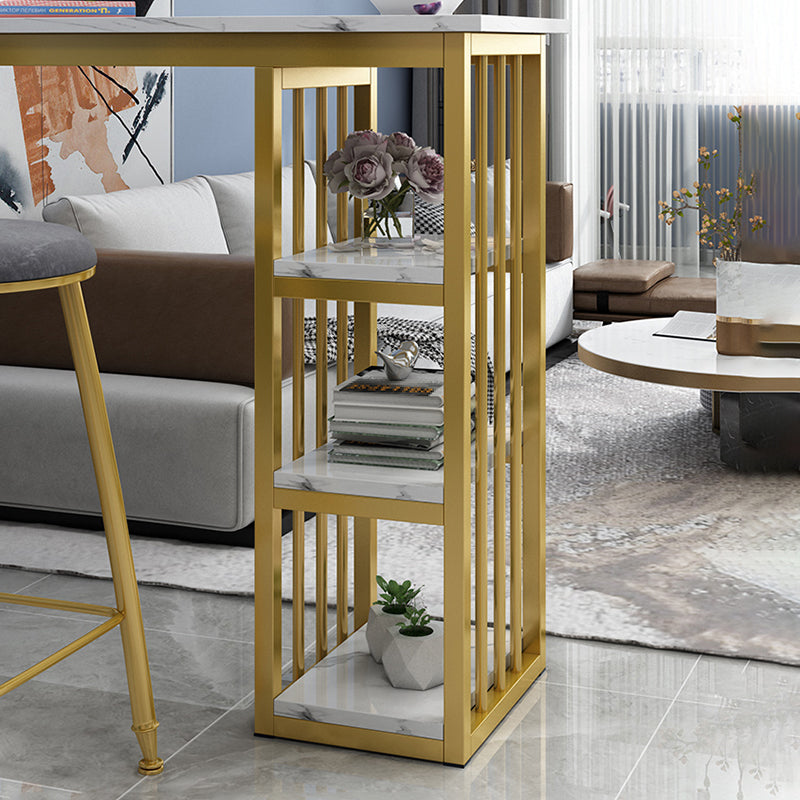 Rectangle Bar Table Contemporary Bar Dining Table with Sled Base in Gold Clearhalo 'Bar Furniture' 'Bar Tables' 'bar_tables' 'Furniture' 'furniture_bar_tables' 'Kitchen & Dining Furniture' 4926284