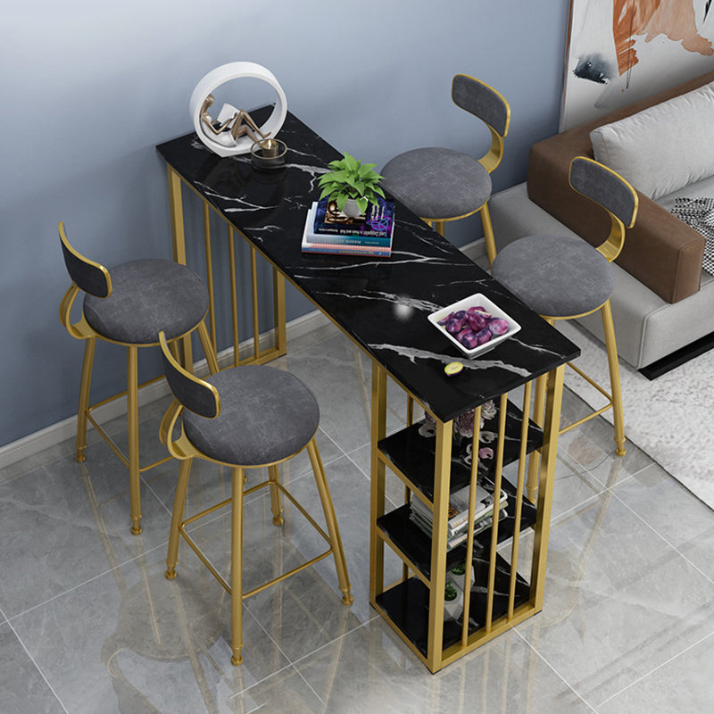 Rectangle Bar Table Contemporary Bar Dining Table with Sled Base in Gold Clearhalo 'Bar Furniture' 'Bar Tables' 'bar_tables' 'Furniture' 'furniture_bar_tables' 'Kitchen & Dining Furniture' 4926285