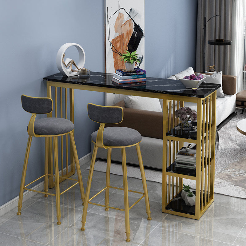 Rectangle Bar Table Contemporary Bar Dining Table with Sled Base in Gold Clearhalo 'Bar Furniture' 'Bar Tables' 'bar_tables' 'Furniture' 'furniture_bar_tables' 'Kitchen & Dining Furniture' 4926286