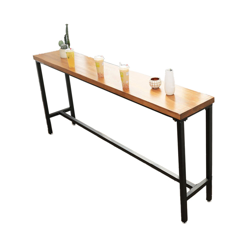 Solid Wood Bar Table Industrial Bar Table with Trestle Base in Black Without Chairs Clearhalo 'Bar Furniture' 'Bar Tables' 'bar_tables' 'furn' 'furn_bar_tables' 'Furniture' 'furniture_bar_tables' 'Kitchen & Dining Furniture' 4926312