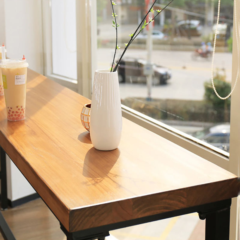 Solid Wood Bar Table Industrial Bar Table with Trestle Base in Black Clearhalo 'Bar Furniture' 'Bar Tables' 'bar_tables' 'furn' 'furn_bar_tables' 'Furniture' 'furniture_bar_tables' 'Kitchen & Dining Furniture' 4926315