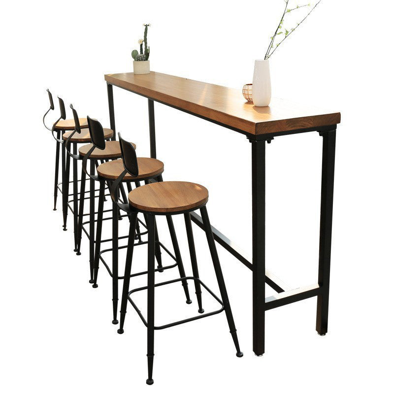 Solid Wood Bar Table Industrial Bar Table with Trestle Base in Black Clearhalo 'Bar Furniture' 'Bar Tables' 'bar_tables' 'furn' 'furn_bar_tables' 'Furniture' 'furniture_bar_tables' 'Kitchen & Dining Furniture' 4926316