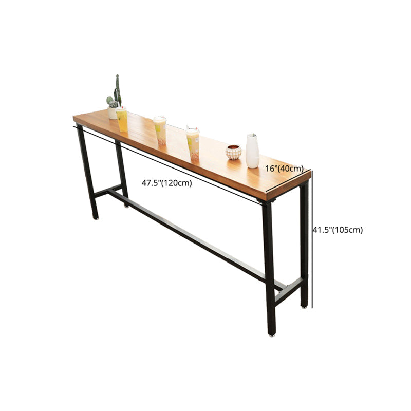 Solid Wood Bar Table Industrial Bar Table with Trestle Base in Black Clearhalo 'Bar Furniture' 'Bar Tables' 'bar_tables' 'furn' 'furn_bar_tables' 'Furniture' 'furniture_bar_tables' 'Kitchen & Dining Furniture' 4926319