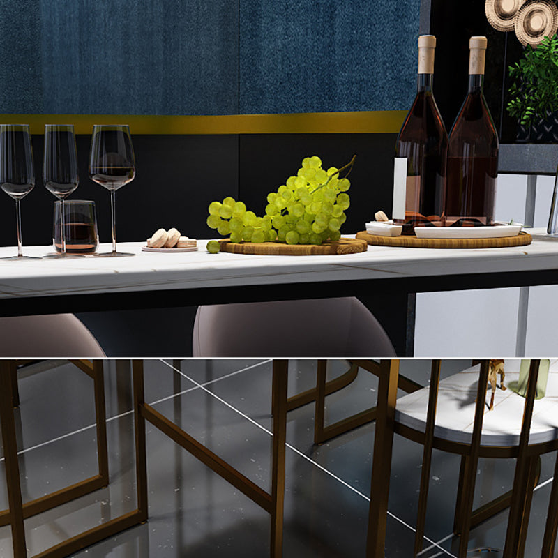 Stone White Bar Table Traditional Luxury Bar Dining Table with Sled Base Clearhalo 'Bar Furniture' 'Bar Tables' 'bar_tables' 'furn' 'furn_bar_tables' 'Furniture' 'furniture_bar_tables' 'Kitchen & Dining Furniture' 4926333