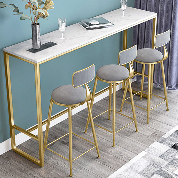 Rectangle Stone Bar Dining Table Traditional Luxury Bar Table with Trestle Base 78.7"L x 15.7"W x 41.3"H Without Chairs Clearhalo 'Bar Furniture' 'Bar Tables' 'bar_tables' 'furn' 'furn_bar_tables' 'Furniture' 'furniture_bar_tables' 'Kitchen & Dining Furniture' 4926346