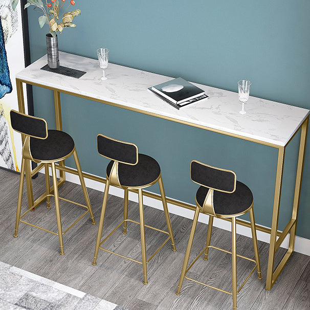 Rectangle Stone Bar Dining Table Traditional Luxury Bar Table with Trestle Base 70.9"L x 15.7"W x 41.3"H Without Chairs Clearhalo 'Bar Furniture' 'Bar Tables' 'bar_tables' 'furn' 'furn_bar_tables' 'Furniture' 'furniture_bar_tables' 'Kitchen & Dining Furniture' 4926347