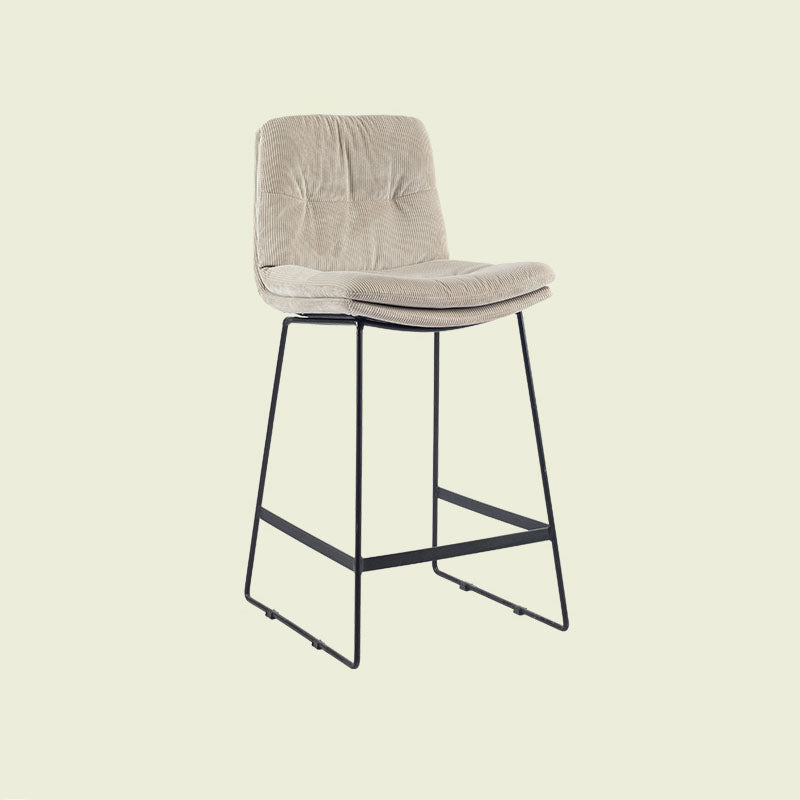Scandinavian Matte Finish Upholstered Barstool Footrest Coffee Shop Stool Off-White 1 Piece Counter Stool(26"H) Clearhalo 'Bar Furniture' 'Bar Stools' 'bar_stools' 'furn' 'furn_bar_stools' 'Furniture' 'furniture_bar_stools' 'Kitchen & Dining Furniture' 4926363