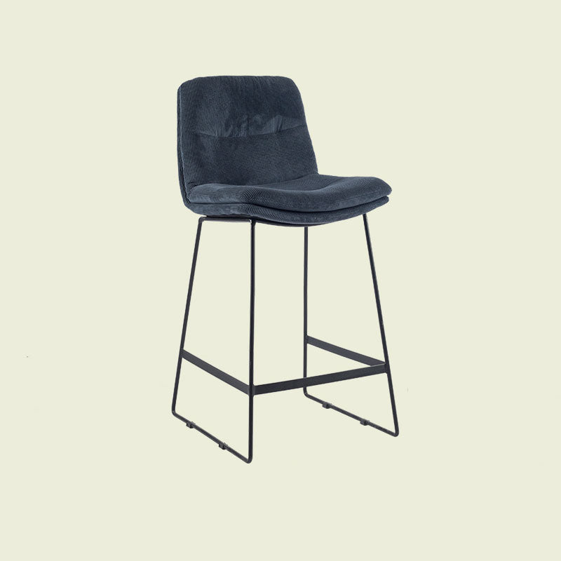 Scandinavian Matte Finish Upholstered Barstool Footrest Coffee Shop Stool Navy Blue 1 Piece Counter Stool(26"H) Clearhalo 'Bar Furniture' 'Bar Stools' 'bar_stools' 'furn' 'furn_bar_stools' 'Furniture' 'furniture_bar_stools' 'Kitchen & Dining Furniture' 4926365
