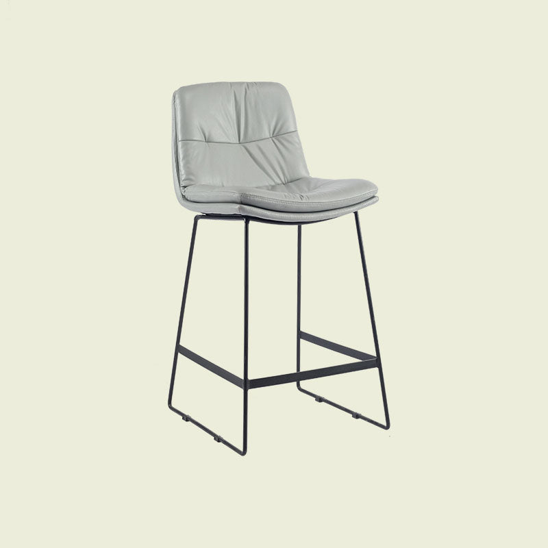 Scandinavian Matte Finish Upholstered Barstool Footrest Coffee Shop Stool Light Gray 1 Piece Counter Stool(26"H) Clearhalo 'Bar Furniture' 'Bar Stools' 'bar_stools' 'furn' 'furn_bar_stools' 'Furniture' 'furniture_bar_stools' 'Kitchen & Dining Furniture' 4926373