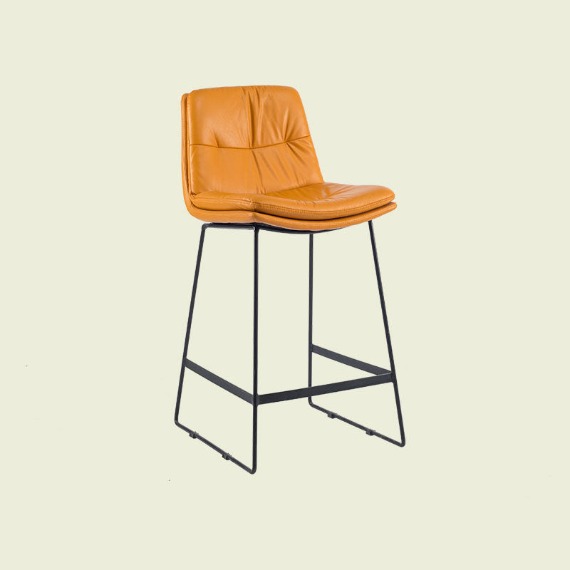 Scandinavian Matte Finish Upholstered Barstool Footrest Coffee Shop Stool Orange 1 Piece Counter Stool(26"H) Clearhalo 'Bar Furniture' 'Bar Stools' 'bar_stools' 'furn' 'furn_bar_stools' 'Furniture' 'furniture_bar_stools' 'Kitchen & Dining Furniture' 4926375