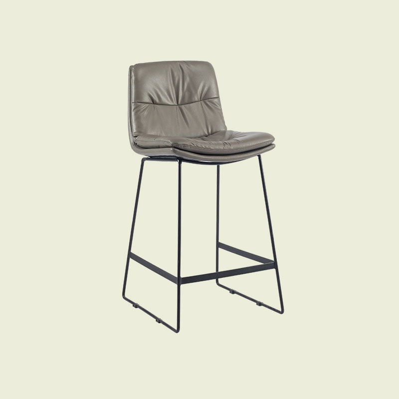 Scandinavian Matte Finish Upholstered Barstool Footrest Coffee Shop Stool Dark Gray 1 Piece Counter Stool(26"H) Clearhalo 'Bar Furniture' 'Bar Stools' 'bar_stools' 'furn' 'furn_bar_stools' 'Furniture' 'furniture_bar_stools' 'Kitchen & Dining Furniture' 4926376