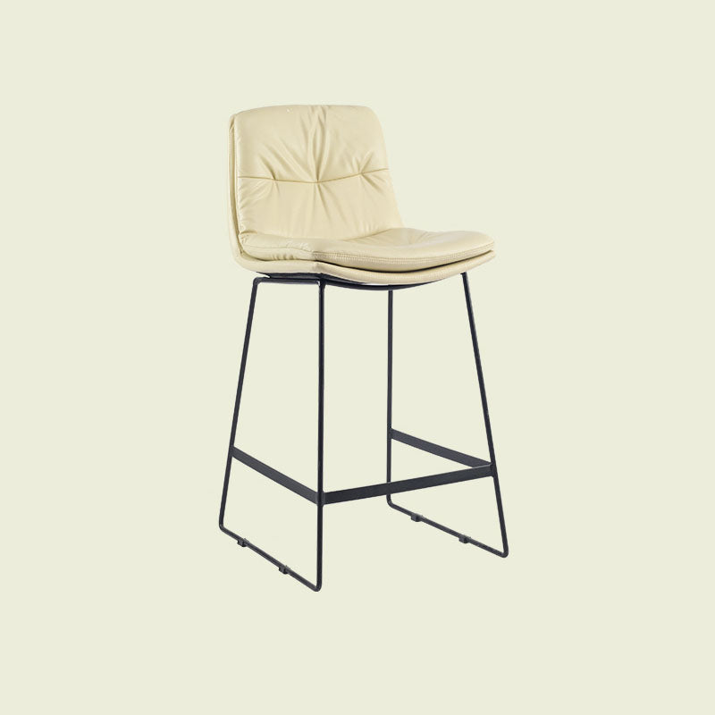 Scandinavian Matte Finish Upholstered Barstool Footrest Coffee Shop Stool Beige 1 Piece Counter Stool(26"H) Clearhalo 'Bar Furniture' 'Bar Stools' 'bar_stools' 'furn' 'furn_bar_stools' 'Furniture' 'furniture_bar_stools' 'Kitchen & Dining Furniture' 4926380