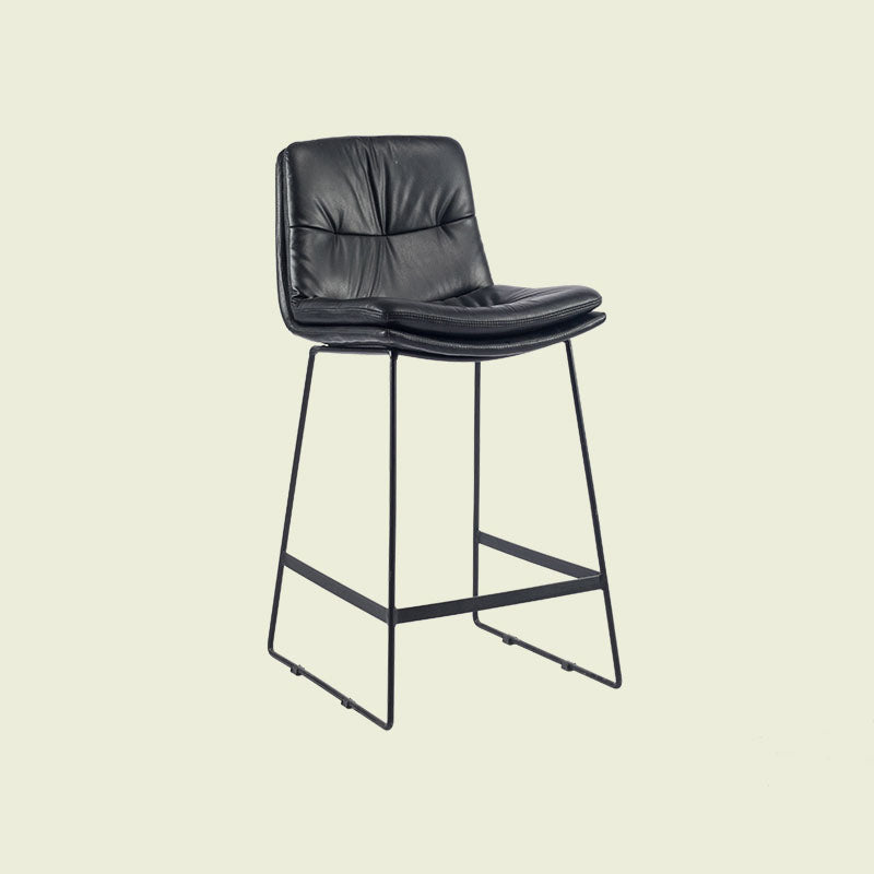 Scandinavian Matte Finish Upholstered Barstool Footrest Coffee Shop Stool Black 1 Piece Counter Stool(26"H) Clearhalo 'Bar Furniture' 'Bar Stools' 'bar_stools' 'furn' 'furn_bar_stools' 'Furniture' 'furniture_bar_stools' 'Kitchen & Dining Furniture' 4926385