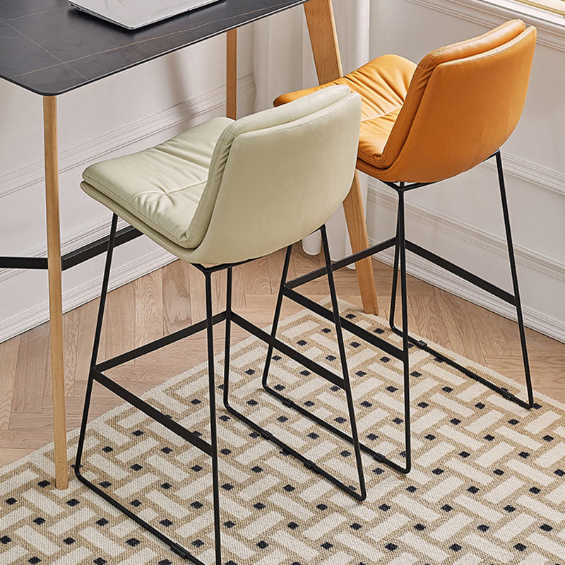 Scandinavian Matte Finish Upholstered Barstool Footrest Coffee Shop Stool Clearhalo 'Bar Furniture' 'Bar Stools' 'bar_stools' 'furn' 'furn_bar_stools' 'Furniture' 'furniture_bar_stools' 'Kitchen & Dining Furniture' 4926388
