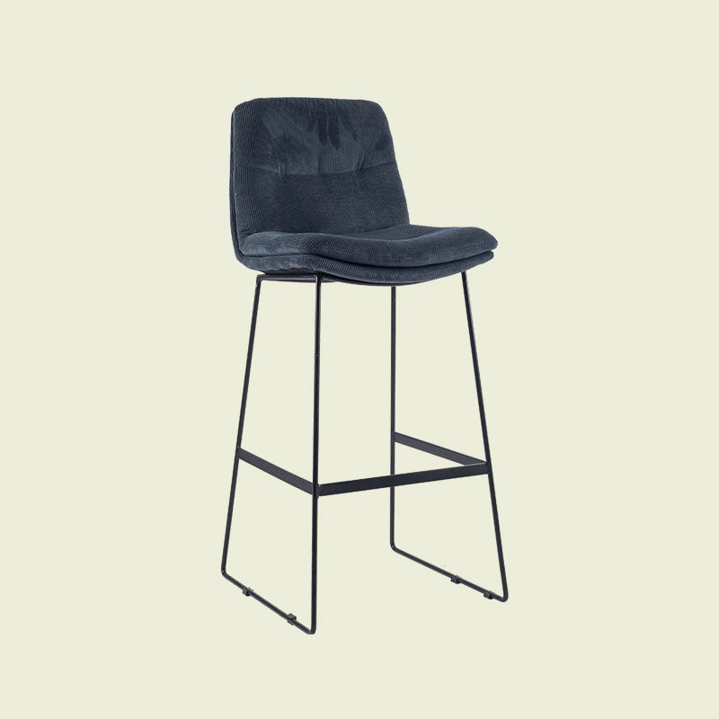 Scandinavian Matte Finish Upholstered Barstool Footrest Coffee Shop Stool Navy Blue 1 Piece Bar Stool(30"H) Clearhalo 'Bar Furniture' 'Bar Stools' 'bar_stools' 'furn' 'furn_bar_stools' 'Furniture' 'furniture_bar_stools' 'Kitchen & Dining Furniture' 4926389