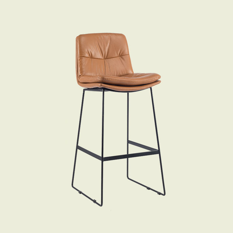 Scandinavian Matte Finish Upholstered Barstool Footrest Coffee Shop Stool Brown 1 Piece Bar Stool(30"H) Clearhalo 'Bar Furniture' 'Bar Stools' 'bar_stools' 'furn' 'furn_bar_stools' 'Furniture' 'furniture_bar_stools' 'Kitchen & Dining Furniture' 4926390