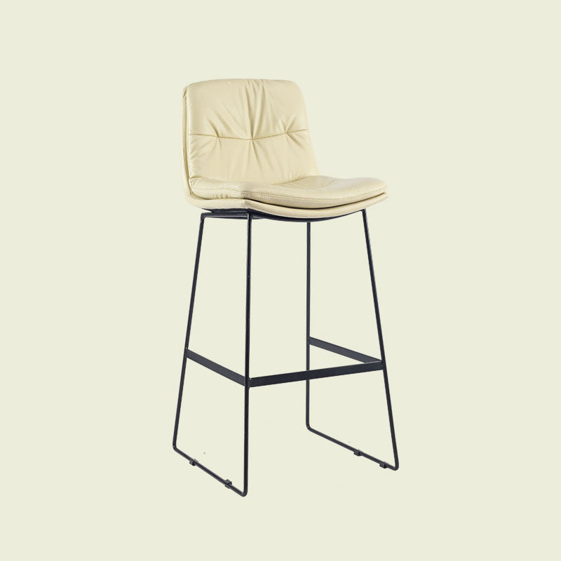 Scandinavian Matte Finish Upholstered Barstool Footrest Coffee Shop Stool Beige 1 Piece Bar Stool(30"H) Clearhalo 'Bar Furniture' 'Bar Stools' 'bar_stools' 'furn' 'furn_bar_stools' 'Furniture' 'furniture_bar_stools' 'Kitchen & Dining Furniture' 4926393