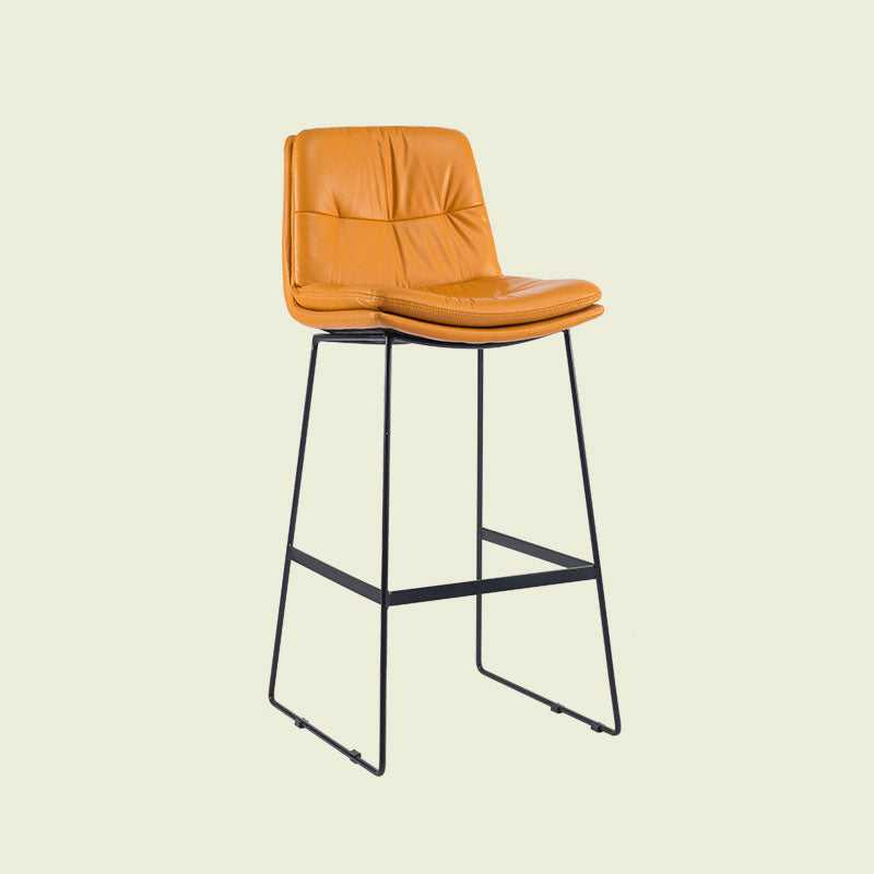 Scandinavian Matte Finish Upholstered Barstool Footrest Coffee Shop Stool Orange 1 Piece Bar Stool(30"H) Clearhalo 'Bar Furniture' 'Bar Stools' 'bar_stools' 'furn' 'furn_bar_stools' 'Furniture' 'furniture_bar_stools' 'Kitchen & Dining Furniture' 4926397