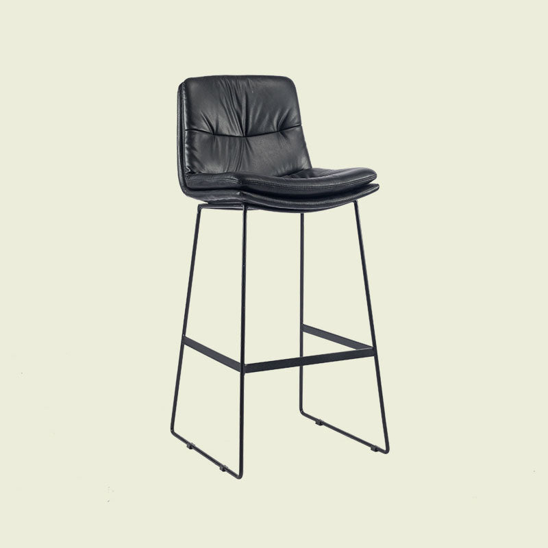 Scandinavian Matte Finish Upholstered Barstool Footrest Coffee Shop Stool Black 1 Piece Bar Stool(30"H) Clearhalo 'Bar Furniture' 'Bar Stools' 'bar_stools' 'furn' 'furn_bar_stools' 'Furniture' 'furniture_bar_stools' 'Kitchen & Dining Furniture' 4926399