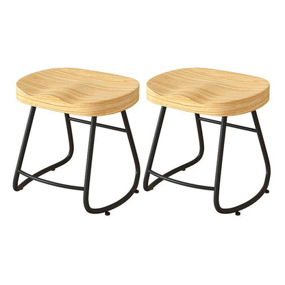 Contemporary Natural Solid Wood Barstool Footrest Restaurant Stool Black 2 Piece Set Short Stool(18"H) Clearhalo 'Bar Furniture' 'Bar Stools' 'bar_stools' 'furn' 'furn_bar_stools' 'Furniture' 'furniture_bar_stools' 'Kitchen & Dining Furniture' 4926475