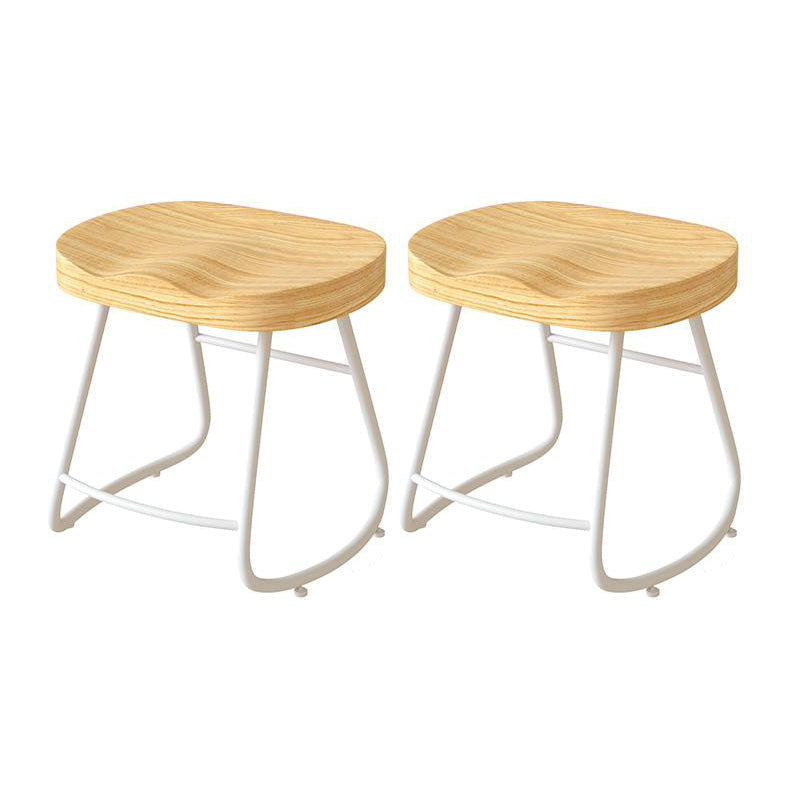 Contemporary Natural Solid Wood Barstool Footrest Restaurant Stool White 2 Piece Set Short Stool(18"H) Clearhalo 'Bar Furniture' 'Bar Stools' 'bar_stools' 'furn' 'furn_bar_stools' 'Furniture' 'furniture_bar_stools' 'Kitchen & Dining Furniture' 4926478