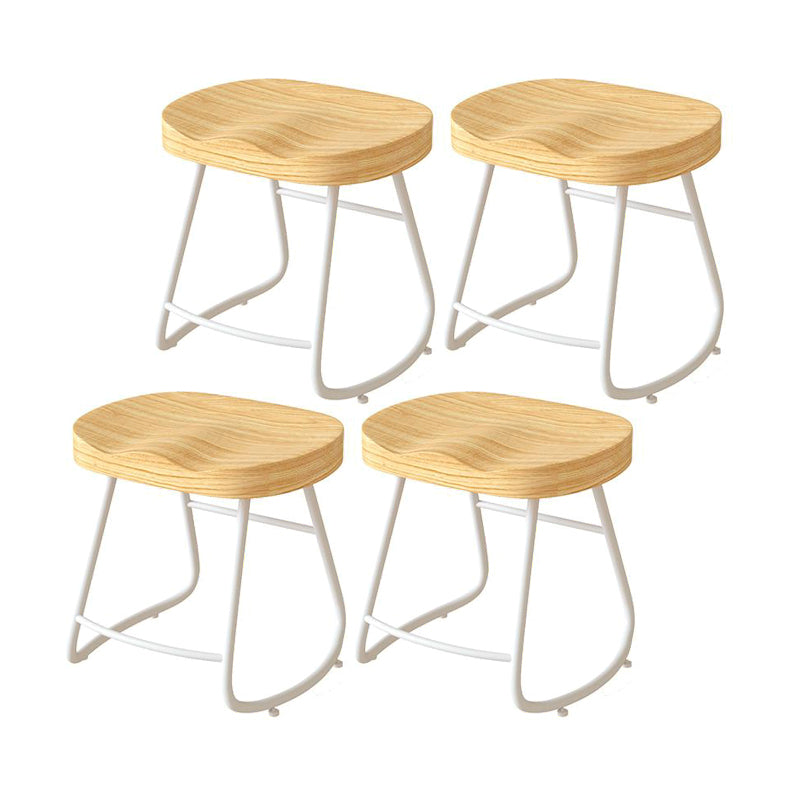 Contemporary Natural Solid Wood Barstool Footrest Restaurant Stool White 4 Piece Set Short Stool(18"H) Clearhalo 'Bar Furniture' 'Bar Stools' 'bar_stools' 'furn' 'furn_bar_stools' 'Furniture' 'furniture_bar_stools' 'Kitchen & Dining Furniture' 4926480