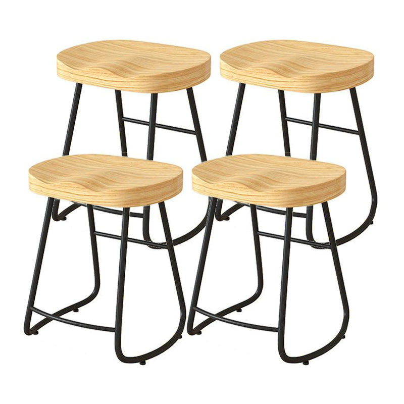 Contemporary Natural Solid Wood Barstool Footrest Restaurant Stool Black 4 Piece Set Short Stool(22"H) Clearhalo 'Bar Furniture' 'Bar Stools' 'bar_stools' 'furn' 'furn_bar_stools' 'Furniture' 'furniture_bar_stools' 'Kitchen & Dining Furniture' 4926484