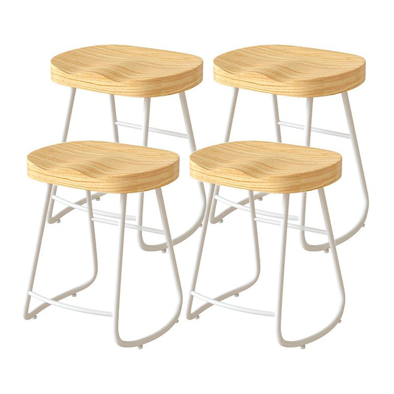 Contemporary Natural Solid Wood Barstool Footrest Restaurant Stool White 4 Piece Set Short Stool(22"H) Clearhalo 'Bar Furniture' 'Bar Stools' 'bar_stools' 'furn' 'furn_bar_stools' 'Furniture' 'furniture_bar_stools' 'Kitchen & Dining Furniture' 4926489